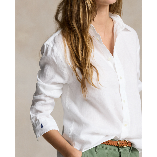 Polo ralph lauren women's white linen shirt on sale