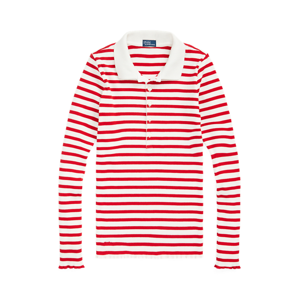 Striped Ribbed Long-Sleeve Polo Shirt Polo Ralph Lauren 1