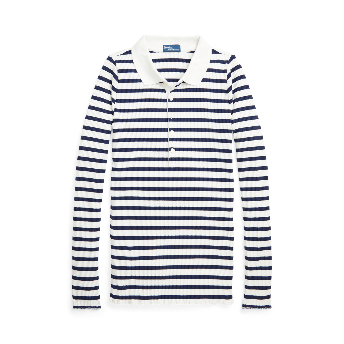 Striped Ribbed Long-Sleeve Polo Shirt | Ralph Lauren