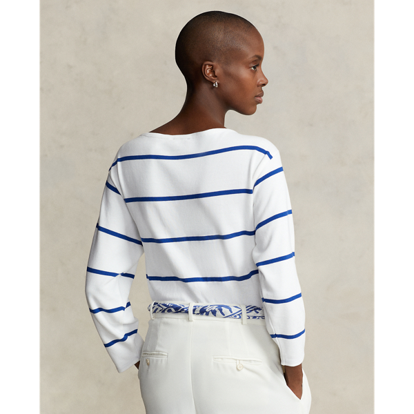 White/Brilliant Sapphire Monogram Logo Striped Jersey T-Shirt Polo Ralph Lauren 5