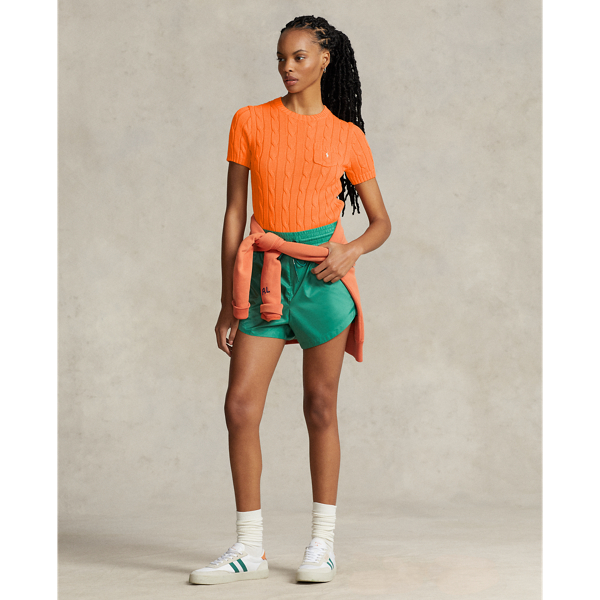 Fair Orange Cable-Knit Cotton Short-Sleeve Sweater Polo Ralph Lauren 4
