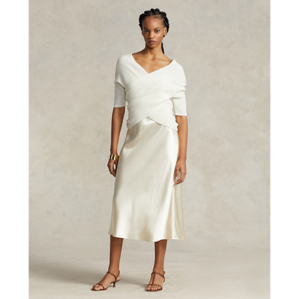 Haut en cachemire c&ocirc;tel&eacute; crois&eacute; Polo Ralph Lauren en Parchment Cream 4