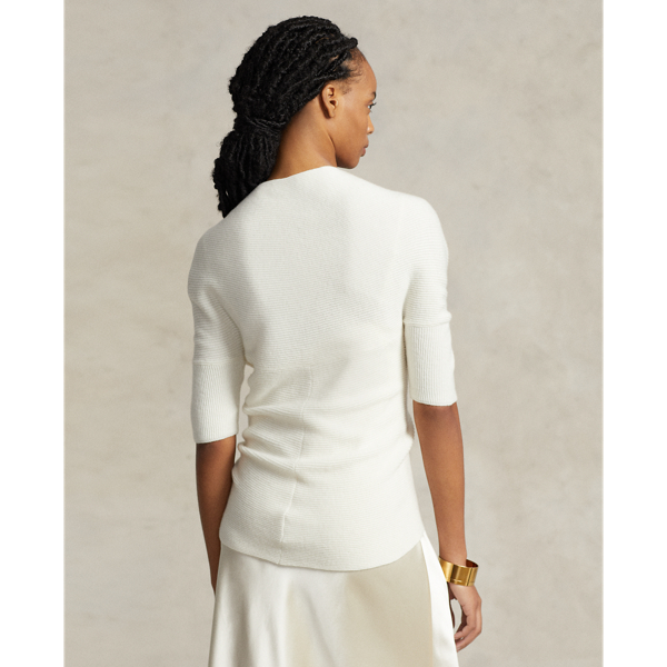 Haut en cachemire c&ocirc;tel&eacute; crois&eacute; Polo Ralph Lauren en Parchment Cream 5