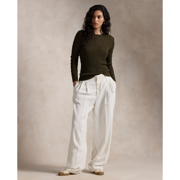 Cable-Knit Cotton-Blend Crewneck Sweater