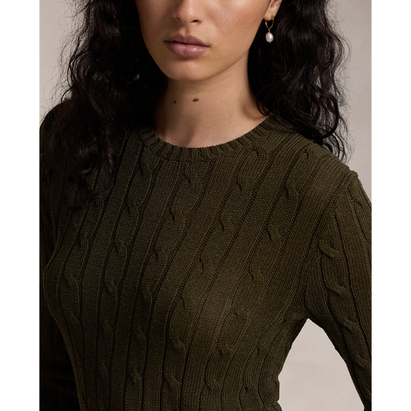 Cable-Knit Cotton-Blend Crewneck Sweater