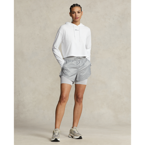 Kurzer Baumwolljersey-Kapuzenpullover RLX in Keramikwei&szlig; 4