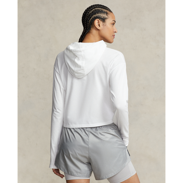 Kurzer Baumwolljersey-Kapuzenpullover RLX in Keramikwei&szlig; 5