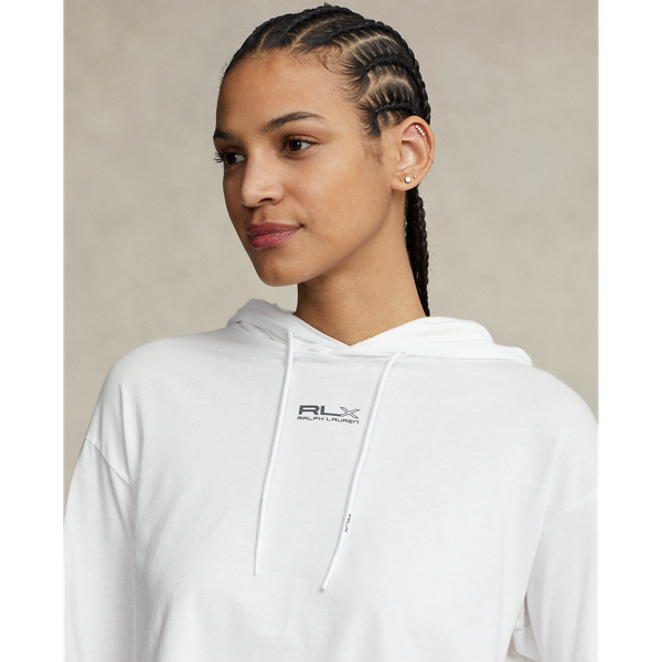 Kurzer Baumwolljersey-Kapuzenpullover RLX in Keramikwei&szlig; 6