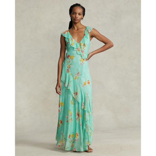 Ruffled Floral Georgette Maxidress