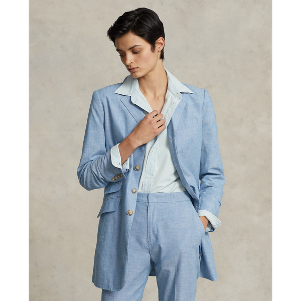 Long Chambray Cotton Blazer Ralph Lauren