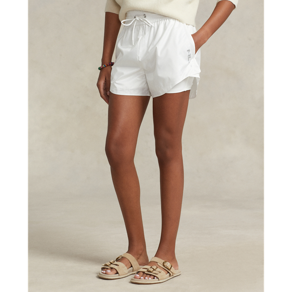 Paper White Layered Ripstop-Jersey Drawstring Short RLX 4