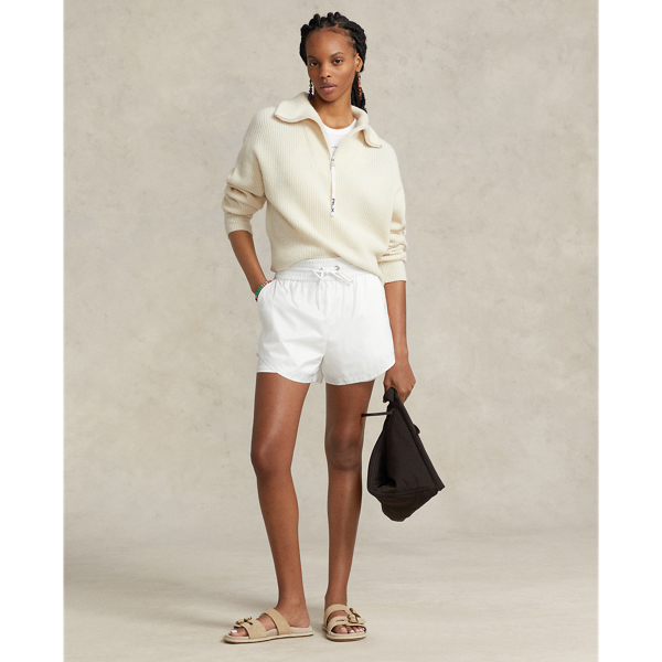 Paper White Layered Ripstop-Jersey Drawstring Short RLX 1