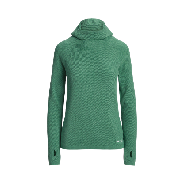 Wollpullover mit Kapuzenschal RLX in Flo&szlig;-Gr&uuml;n 2