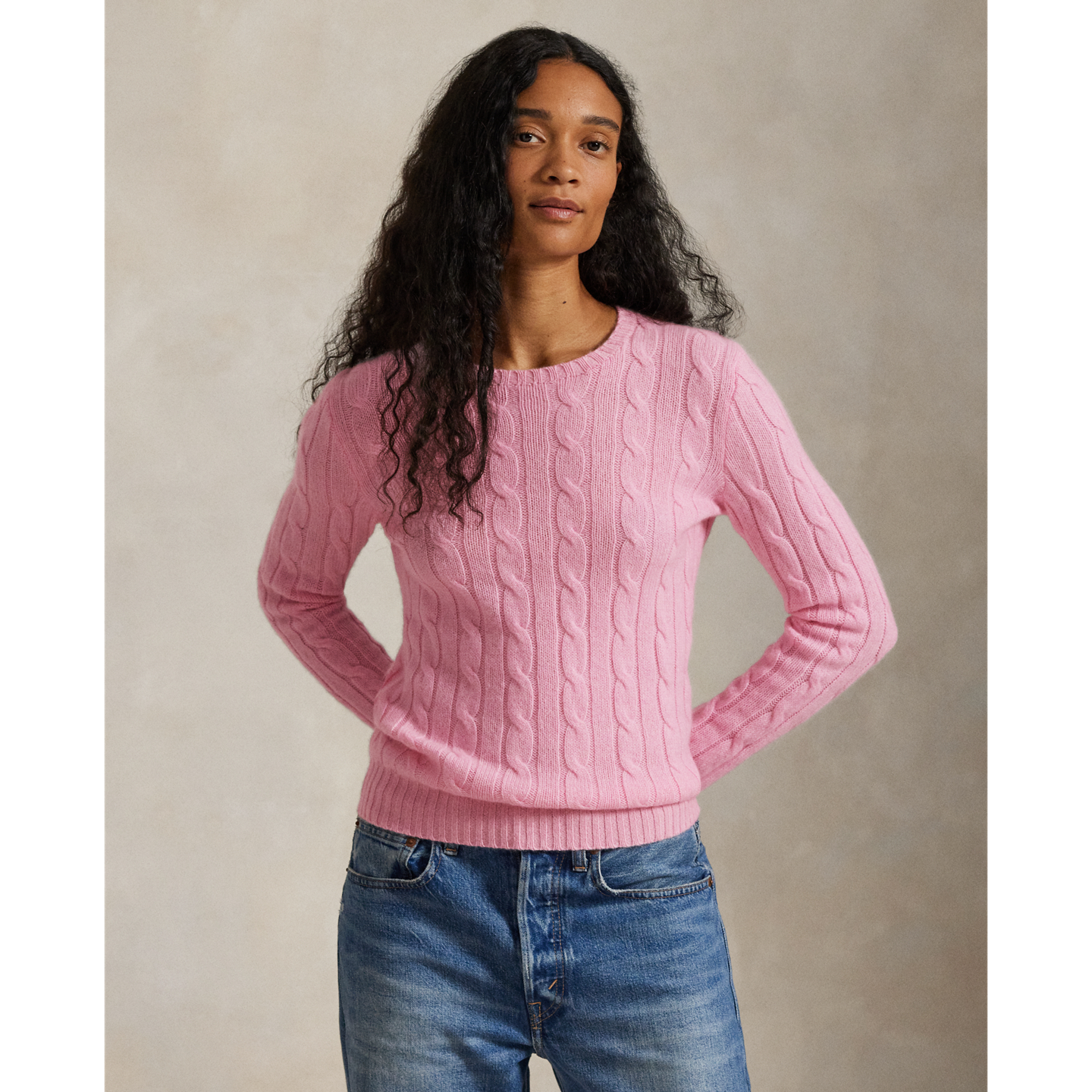 Женский свитер Ralph Lauren The Iconic Cable-Knit Cashmere, цвет: Розовый — фото 4
