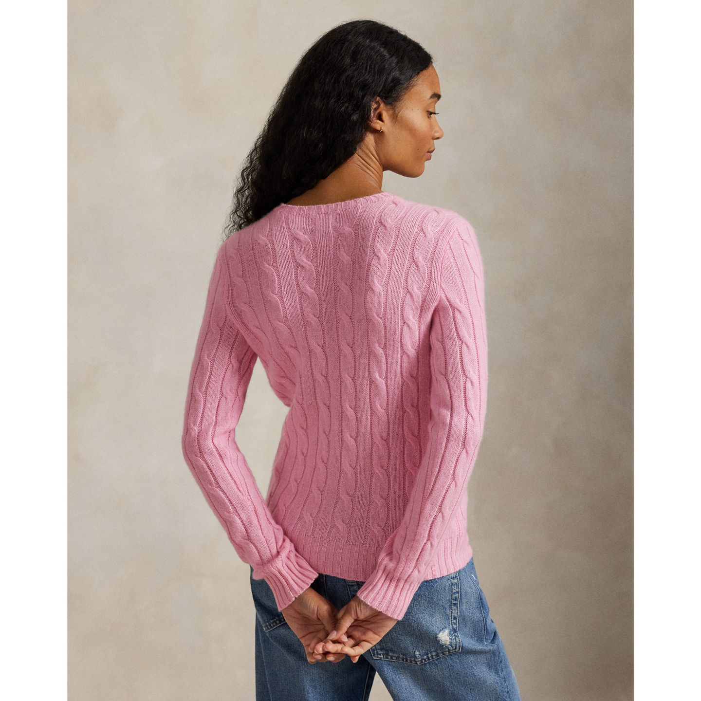 Женский свитер Ralph Lauren The Iconic Cable-Knit Cashmere, цвет: Розовый — фото 2