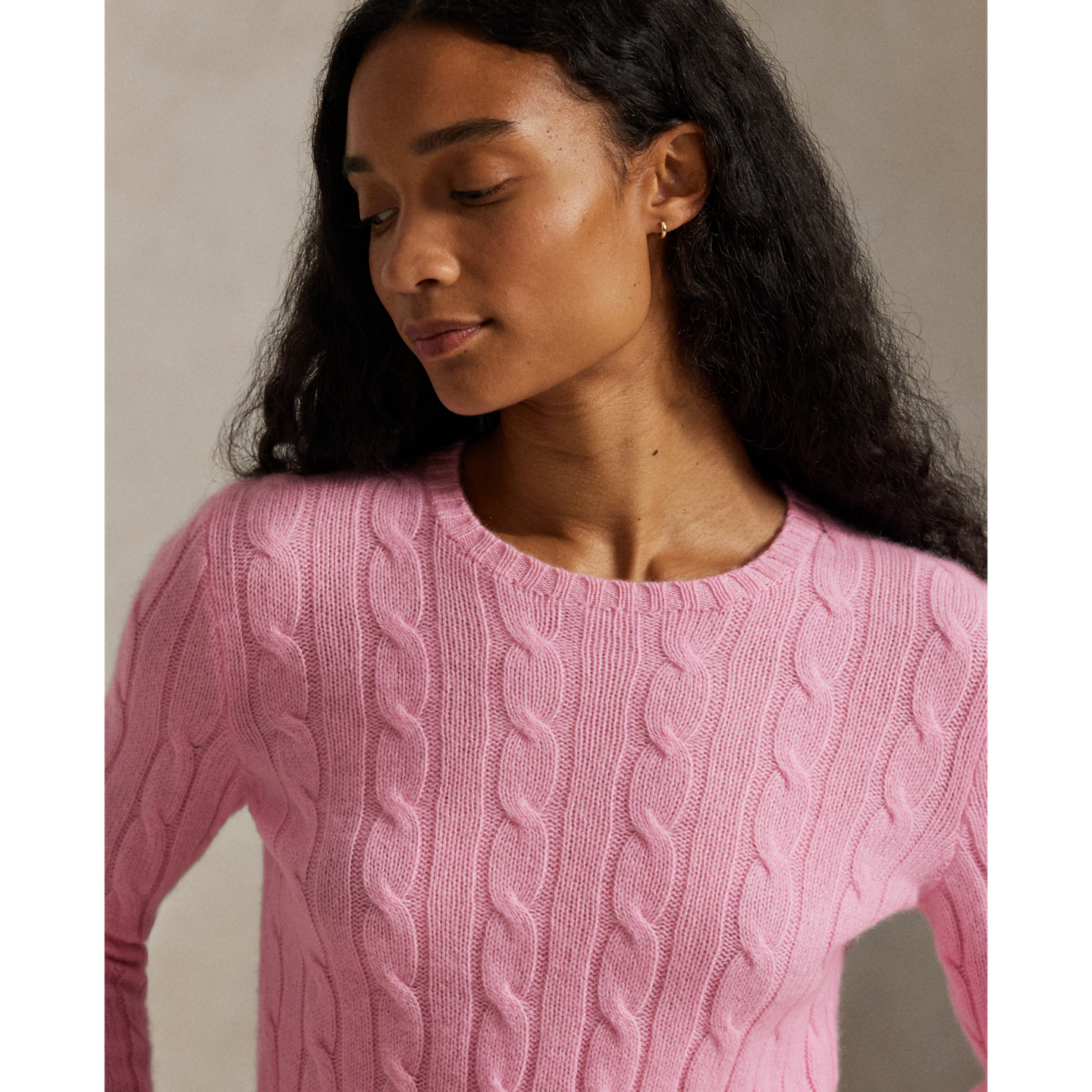 Женский свитер Ralph Lauren The Iconic Cable-Knit Cashmere, цвет: Розовый — фото 3