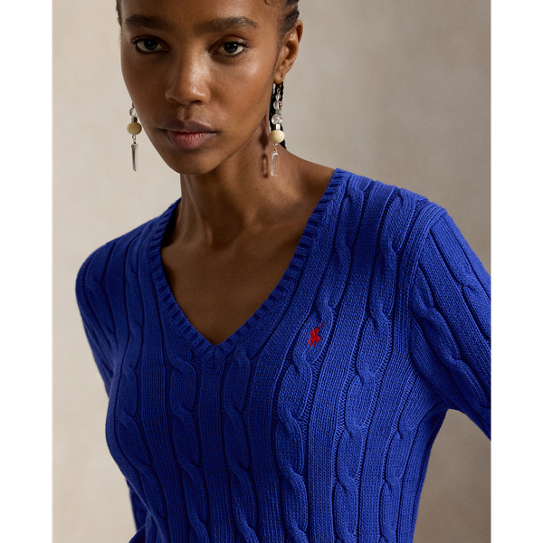 Rugby Royal Cable-Knit Cotton V-Neck Sweater Polo Ralph Lauren 6