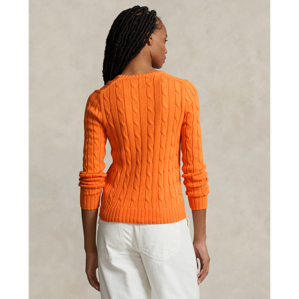 Cable-Knit Cotton V-Neck Sweater