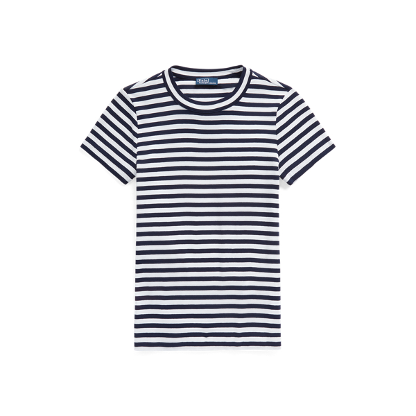 Striped Rib Knit Cotton Crewneck T Shirt for Women Ralph Lauren BE