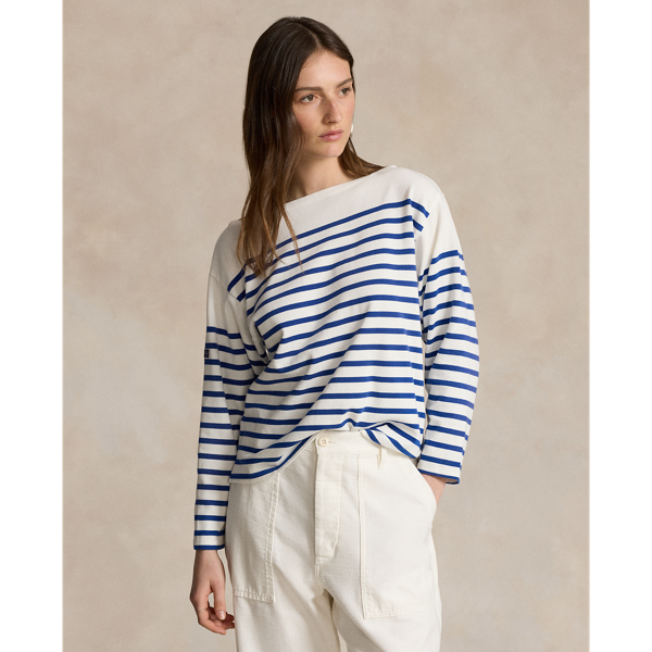 売れ筋商品|||ラルフローレン カットソー トップス レディース Women's Striped Long-Sleeve Shirt Blue/White Lauren Ralph Lauren Long-Sleeve Stretch T-Shirt - Macy's