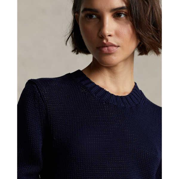 Pull col rond en coton Polo Ralph Lauren en Marine 6