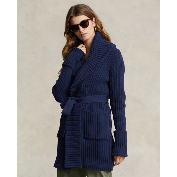 Rib-Knit Shawl-Collar Cotton Cardigan | Ralph Lauren