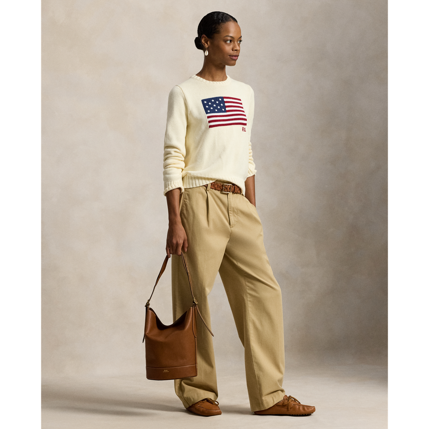 Детский свитер Ralph Lauren The Iconic Flag, цвет: Кремовый — фото 1
