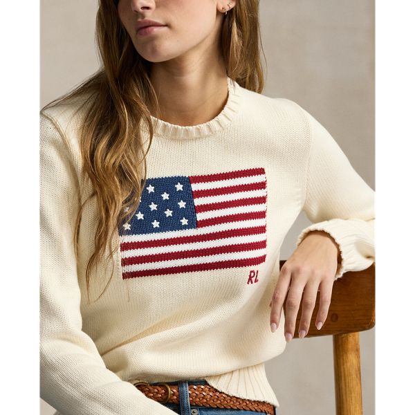 Flag Cotton Crewneck Sweater Ralph Lauren