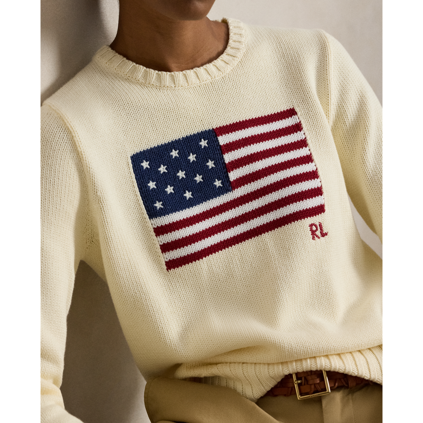 Детский свитер Ralph Lauren The Iconic Flag, цвет: Кремовый — фото 3