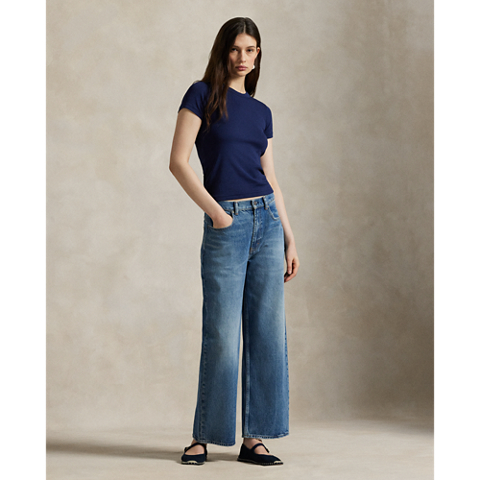 Женская футболка Ralph Lauren Slim Fit Stretch Cotton, цвет: Тёмно-синий