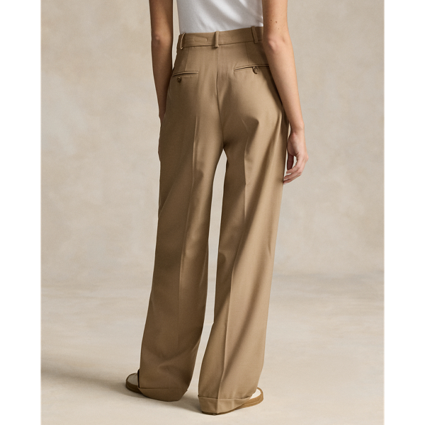 パンツ RalphLauren Camel Side Adjuster Trousers Polo Ralph Lauren Full-Length Pleated Pants | Neiman Marcus