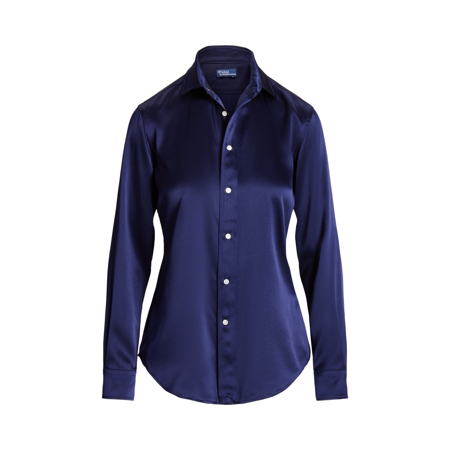Женская рубашка Ralph Lauren Slim Fit Silk, цвет: Тёмно-синий — фото 5