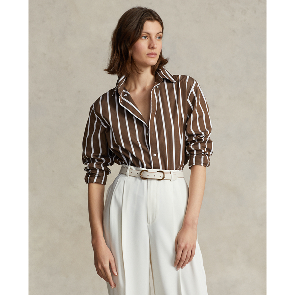 ラルフ・ローレン Lauren Ralph Lauren Oversize Striped Cotton Broadcloth Shirt レディース Oversize Striped Cotton Broadcloth Shirt
