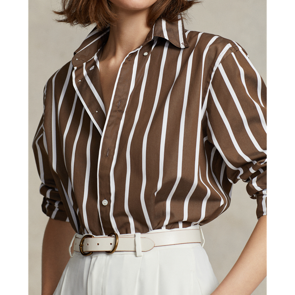(取寄) ローレン ラルフローレン レディース オーバーサイズ ストライプド コットン ブロード シャツ Lauren Ralph Lauren women Oversize Striped Cotton Lauren Ralph Lauren Women's Oversize Striped Cotton