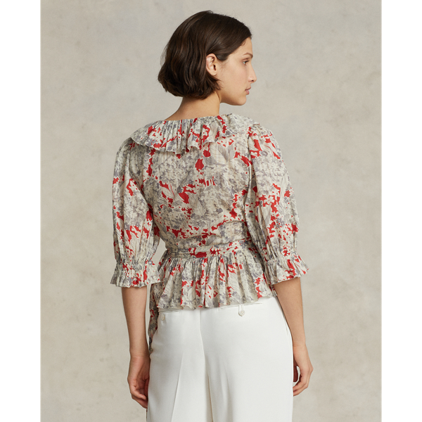 トップス argue organic cotton&cupra flow T-blouse Ruffled Floral Cotton Wrap Top | Ralph Lauren
