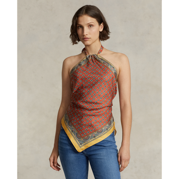 Scarf-Motif Silk Halter Top for Women | Ralph Lauren® SA