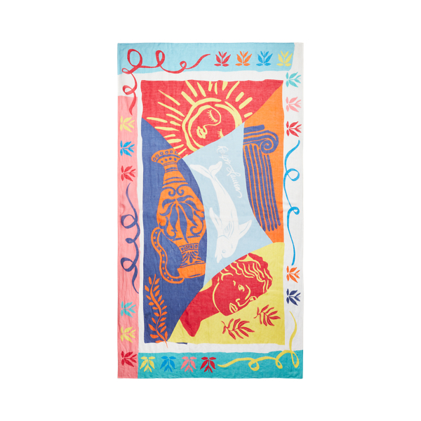 Multi Mythology-Motif Linen-Blend Scarf Polo Ralph Lauren 2