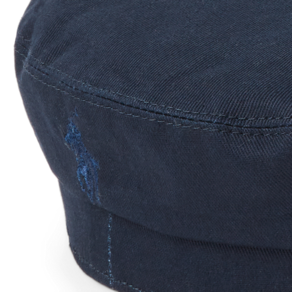 Casquette p&ecirc;cheur &agrave; logo coton et cuir Polo Ralph Lauren en Marine 3