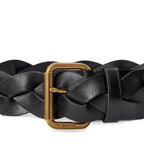 Женский ремень Ralph Lauren Braided Vachetta Leather, цвет: Чёрный