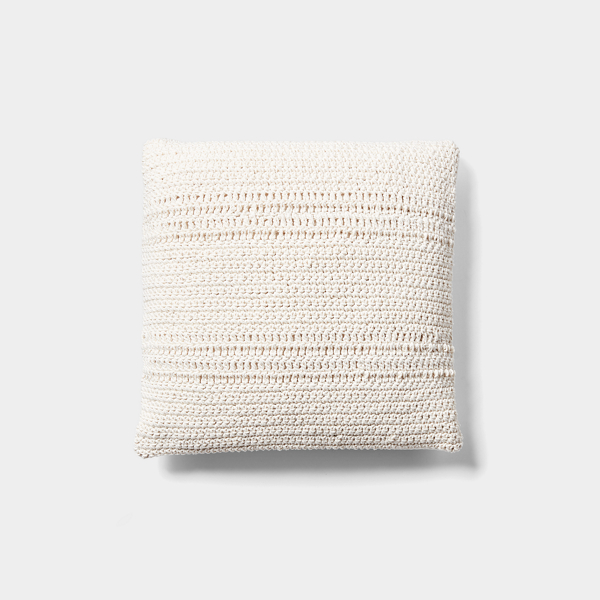 White Cotton Crochet Throw Pillow Lauren Home 1