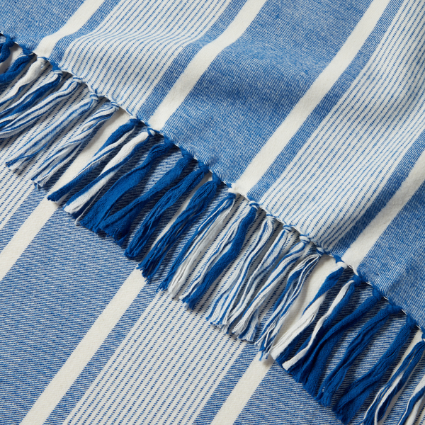 Blue Caton Throw Blanket Lauren Home 3