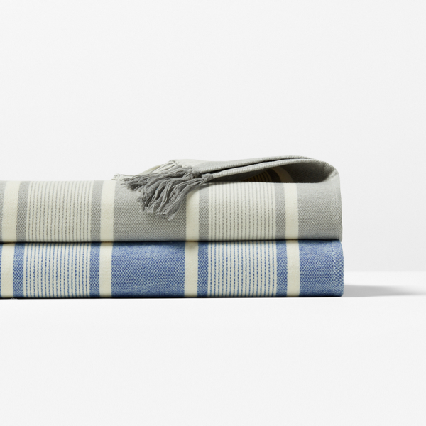 Blue Caton Throw Blanket Lauren Home 4