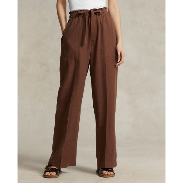 パンツ 2000s ralph lauren silk linen blend pant Silk-Blend Wide-Leg Pant | Ralph Lauren