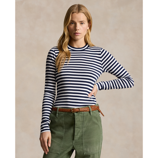 Striped Ribbed Long-Sleeve Tee