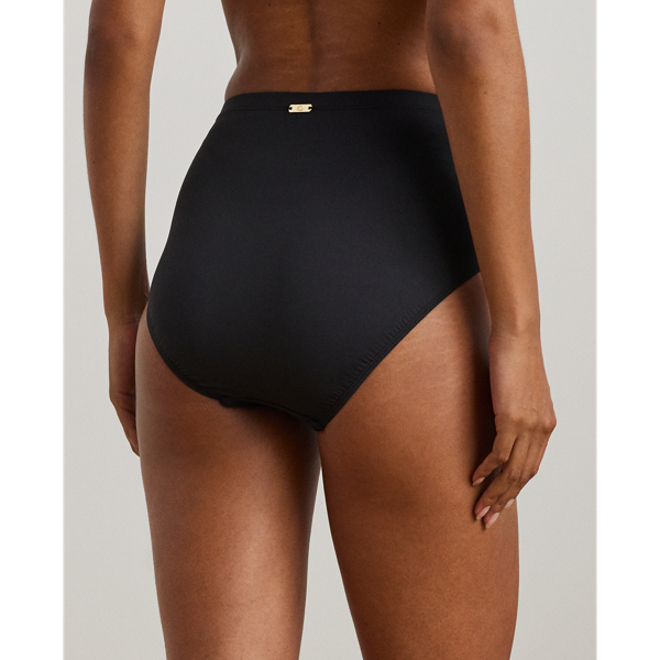 Gesmokte Bikinihose mit hoher Taille Lauren in Schwarz 4