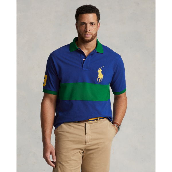 Sapphire/Primary Green Big Pony Mesh Polo Shirt Big & Tall 1