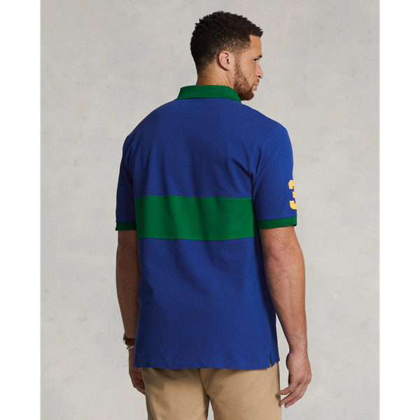 Sapphire/Primary Green Big Pony Mesh Polo Shirt Big & Tall 5