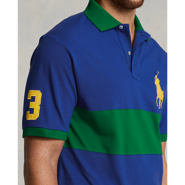 Sapphire/Primary Green Big Pony Mesh Polo Shirt Big & Tall 6