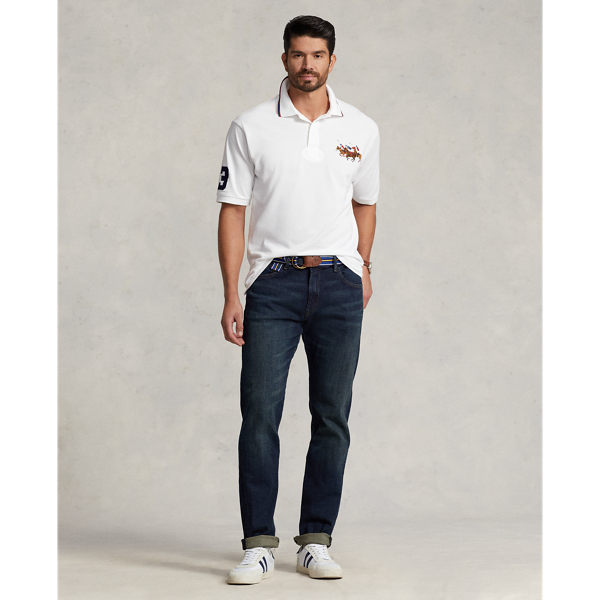 White Triple-Pony Mesh Polo Shirt Big & Tall 4