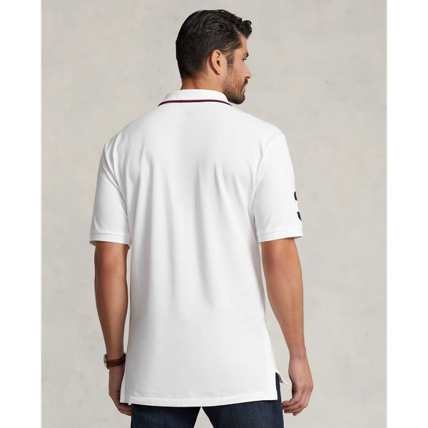 White Triple-Pony Mesh Polo Shirt Big & Tall 5